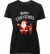 Жіноча преміум футболка Merry Christmas Чорний фото