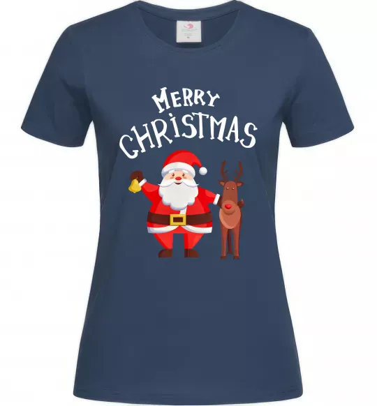 Жіноча футболка Merry Christmas Темно-синій фото
