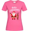 Жіноча футболка Merry Christmas Яскраво-рожевий фото