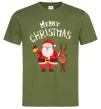 Мужская футболка Merry Christmas Оливковый фото