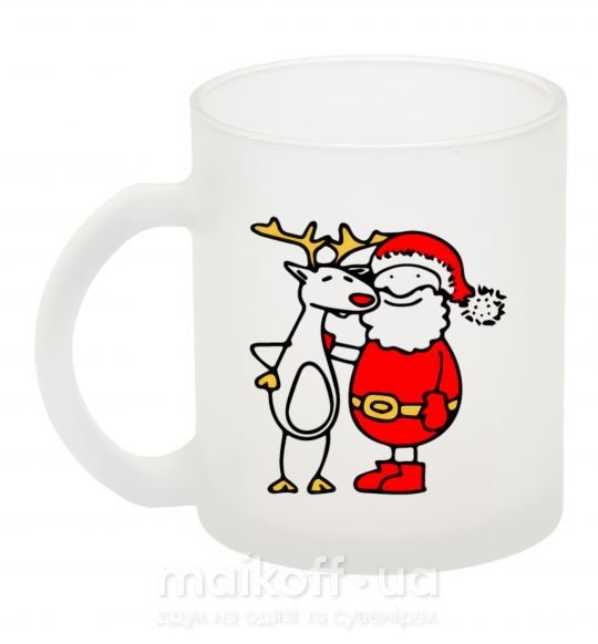 Чашка стеклянная Дед мороз и лось Фроузен фото