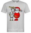 Чоловіча футболка Дед мороз и лось Сірий фото