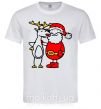 Мужская футболка Дед мороз и лось Белый фото