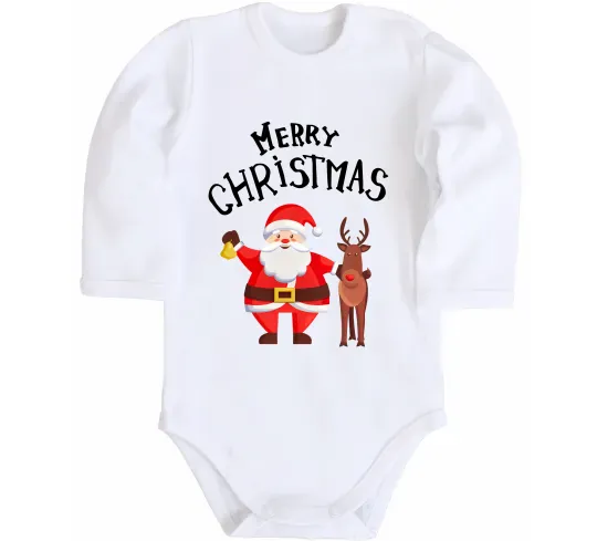 Дитячий бодік Merry Christmas Білий фото