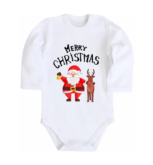 Детский боди Merry Christmas Белый фото