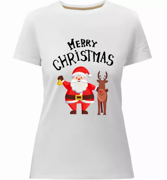 Жіноча преміум футболка Merry Christmas Білий фото