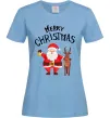 Жіноча футболка Merry Christmas Блакитний фото