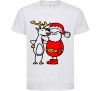 Детская футболка Дед мороз и лось Белый фото