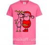 Детская футболка Дед мороз и лось Ярко-розовый фото