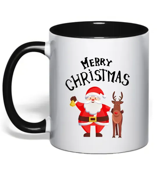 Чашка с цветной ручкой Merry Christmas Черный фото