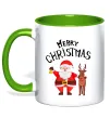 Чашка з кольоровою ручкою Merry Christmas Лаймовий фото