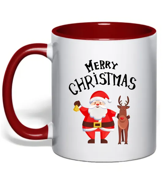Чашка с цветной ручкой Merry Christmas Красный фото