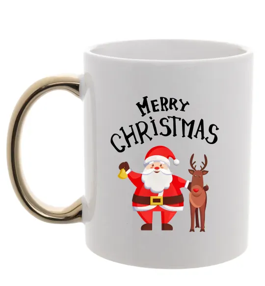 Чашка с цветной ручкой Merry Christmas Золото фото