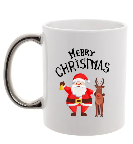 Чашка с цветной ручкой Merry Christmas Серебро фото