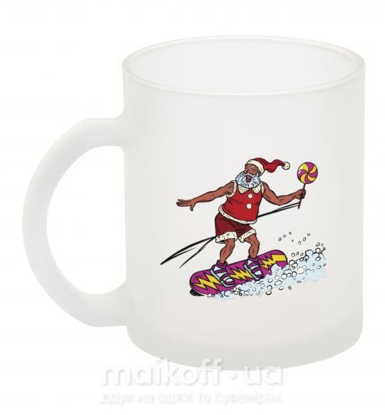 Чашка стеклянная Дед мороз сноубордист Фроузен фото
