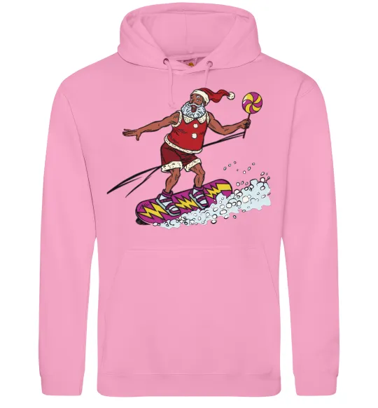 Жіноча толстовка (худі) Санта сноубордист Рожевий фото