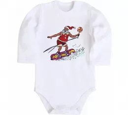 Детский боди Дід мороз сноубордист Белый фото