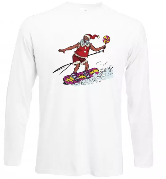 Лонгслив Дід мороз сноубордист Белый фото