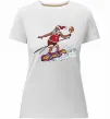 Жіноча преміум футболка Дід мороз сноубордист Білий фото