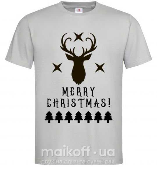 Мужская футболка Merry Christmas Black Deer Серый фото