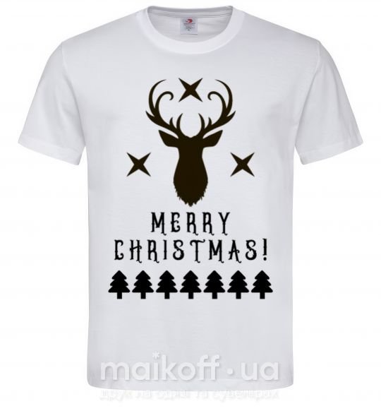 Мужская футболка Merry Christmas Black Deer Белый фото
