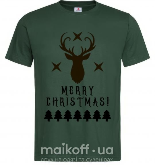 Чоловіча футболка Merry Christmas Black Deer Темно-зелений фото