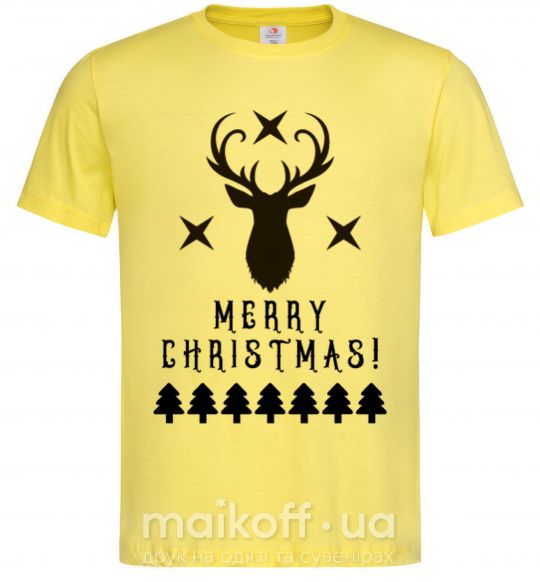 Чоловіча футболка Merry Christmas Black Deer Лимонний фото