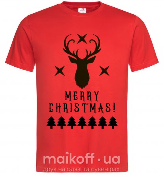 Чоловіча футболка Merry Christmas Black Deer Червоний фото
