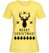 Женская футболка Merry Christmas Black Deer Лимонный фото