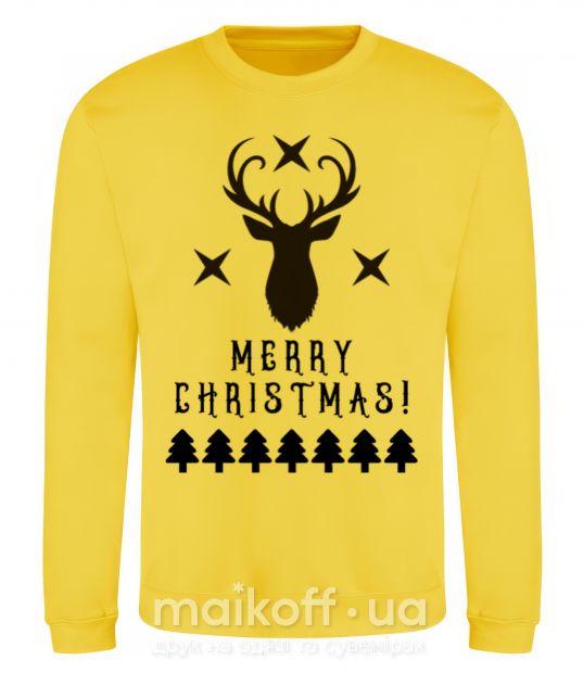 Світшот Merry Christmas Black Deer Сонячно жовтий фото