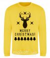Свитшот Merry Christmas Black Deer Солнечно желтый фото