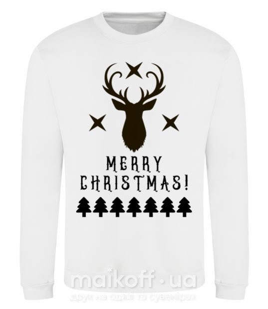Світшот Merry Christmas Black Deer Білий фото