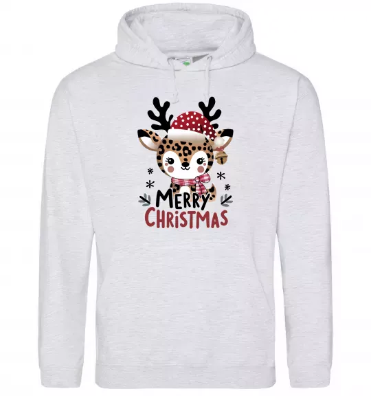 Мужская толстовка (худи) Merry Christmas Deer Серый меланж фото