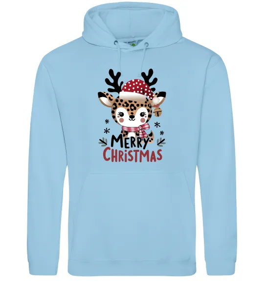 Женская толстовка (худи) Merry Christmas Deer Голубой фото