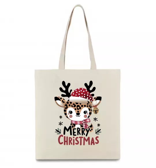 Еко-сумка Merry Christmas Deer Бежевий фото