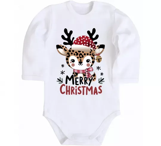 Детский боди Merry Christmas Deer Белый фото