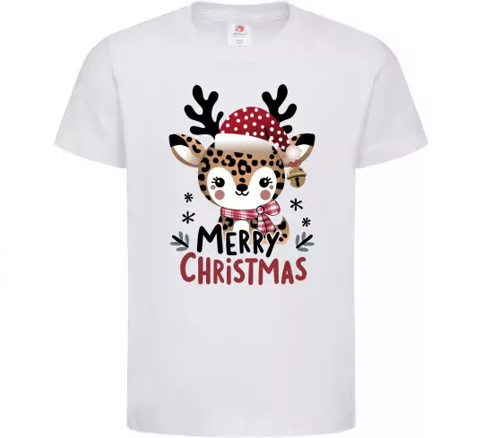 Детская футболка Merry Christmas Deer Белый фото