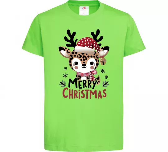 Детская футболка Merry Christmas Deer Лаймовый фото