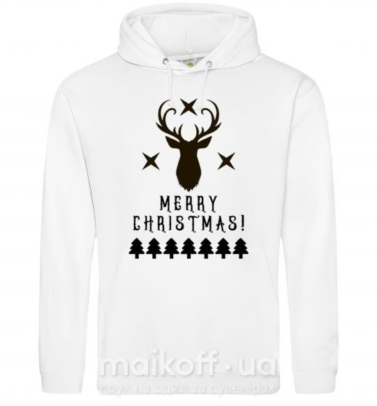 Чоловіча толстовка (худі) Merry Christmas Black Deer Білий фото