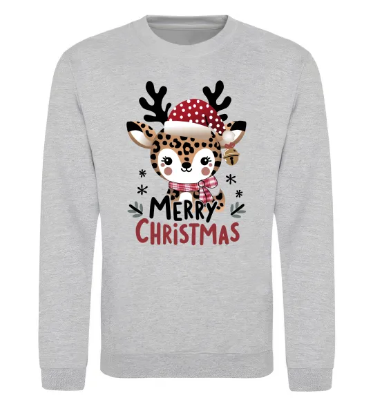 Свитшот Merry Christmas Deer Серый меланж фото