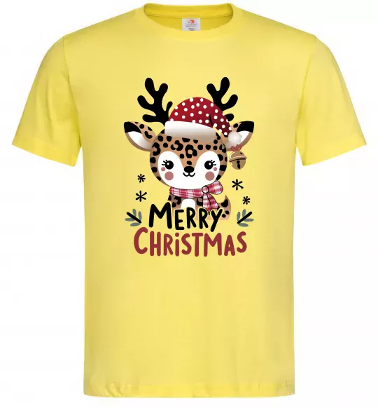 Мужская футболка Merry Christmas Deer Лимонный фото