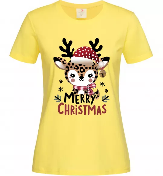 Женская футболка Merry Christmas Deer Лимонный фото