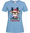 Женская футболка Merry Christmas Deer Голубой фото