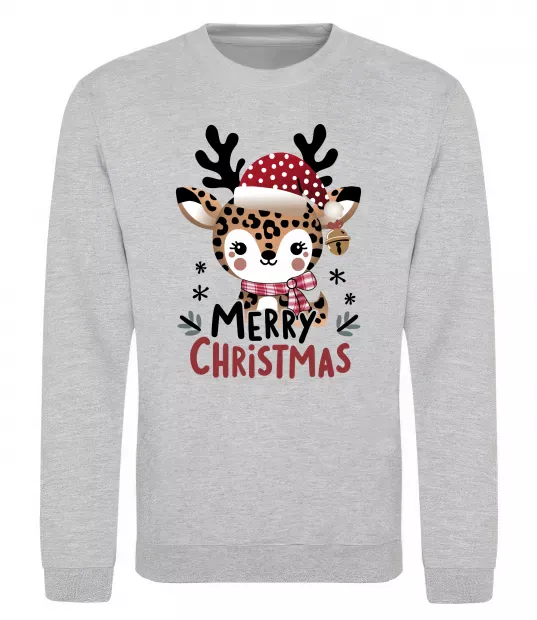 Світшот Merry Christmas Deer Сірий меланж фото