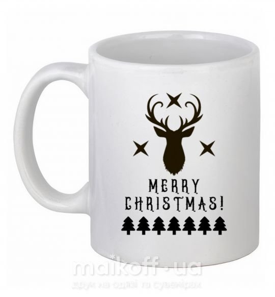 Чашка керамическая Merry Christmas Black Deer Белый фото