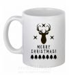 Чашка керамічна Merry Christmas Black Deer Білий фото