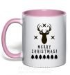 Чашка с цветной ручкой Merry Christmas Black Deer Нежно розовый фото