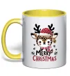 Чашка с цветной ручкой Merry Christmas Deer Лимонный фото