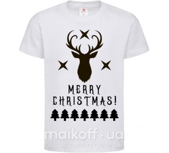 Дитяча футболка Merry Christmas Black Deer Білий фото