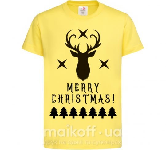 Дитяча футболка Merry Christmas Black Deer Лимонний фото